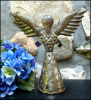 Angel Design Metal Candle Holder, Haitian Steel Drum Art, Holiday Decor, 10" x 10"